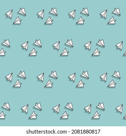 Seamless pattern with paper plane. Origami planes pattern. Paper airplane.