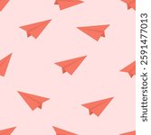 seamless pattern with paper planes on a pink background