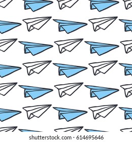 Seamless pattern of paper planes. Repeating texture. Figure for textiles.