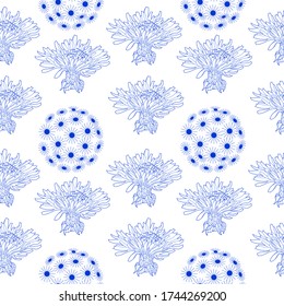 Seamless pattern for paper and textiles with dandelions. Ethnic and nature, floral, retro, tribal design element. Isolated vector background.