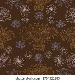 Patrón sin inconvenientes para el papel y los textiles con dientes de león. Étnica y natural, floral, retro, elemento de diseño tribal. Fondo vectorial aislado.