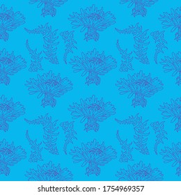 Nahtloses Muster für Papier und Textilien mit Lüstern. Ethnische und Natur, Blumen, Retro, Stammes Design Element. Einziger Vektorhintergrund.