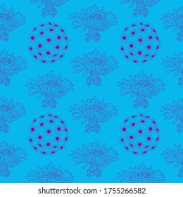 Seamless pattern for paper and textiles with dandelions. Ethnic and nature, floral, retro, tribal design element. Isolated vector background.