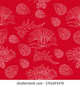 Seamless pattern for paper and textiles with dandelions. Ethnic and nature, floral, retro, tribal design element. Isolated vector background.