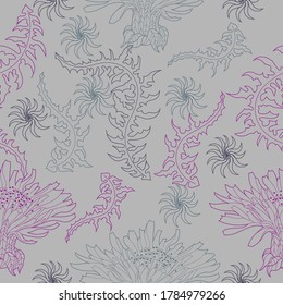 Patrón sin inconvenientes para el papel y los textiles con dientes de león. Étnica y natural, floral, retro, elemento de diseño tribal. Fondo vectorial aislado.