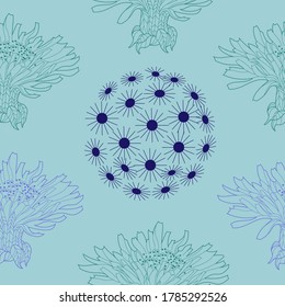 Seamless pattern for paper and textiles with dandelions. Ethnic and nature, floral, retro, tribal design element. Isolated vector background.