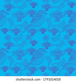 Seamless pattern for paper and textiles with dandelions. Ethnic and nature, floral, retro, tribal design element. Isolated vector background.