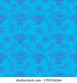 Seamless pattern for paper and textiles with dandelions. Ethnic and nature, floral, retro, tribal design element. Isolated vector background.