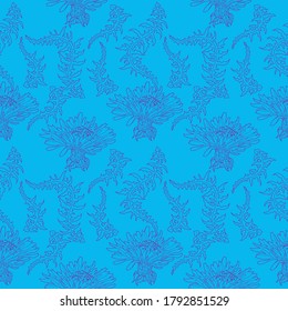 Seamless pattern for paper and textiles with dandelions. Ethnic and nature, floral, retro, tribal design element. Isolated vector background.