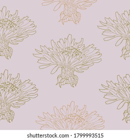 Seamless pattern for paper and textiles with dandelions. Ethnic and nature, floral, retro, tribal design element. Isolated vector background.