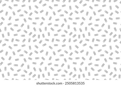 Seamless pattern of paperclips, perfect for coloring pages, stationery design, and back to school themes.