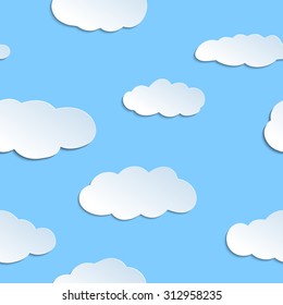 Seamless pattern with papercraft clouds