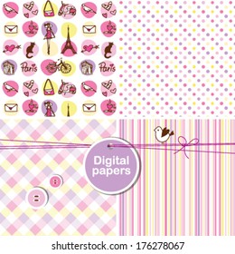 Seamless pattern - Paris Colorful cute seamless patterns 