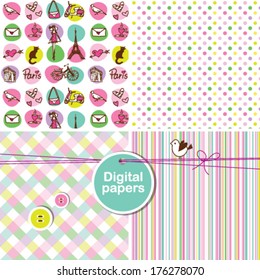 Seamless pattern - Paris Colorful cute seamless patterns 