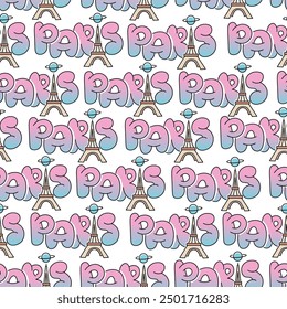 seamless pattern with Paris letters in graffiti style. Design for backgrounds, textile, fabric, print, wallpaper, wrapping