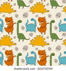Seamless pattern Park. Attractions, Ferris wheel, balloons, dinozaur. Ideal for children's goods, to print on t-shirts, dresses