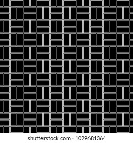 Seamless pattern with parquet ornament. Bricks cladding floor. Rectangle slabs tessellation image. Repeated stones ornamental background. Mosaic motif. Flooring wallpaper. Digital paper. Vector art.