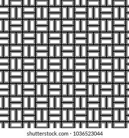 Seamless pattern with parquet ornament. Bricks cladding floor. Rectangle slabs tessellation image. Repeated stones ornamental background. Mosaic motif. Flooring wallpaper. Digital paper. Vector art.
