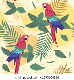 Seamless pattern with a parrot. Creative texture for fabric, packaging, textiles, Wallpaper, clothing. Vector illustration