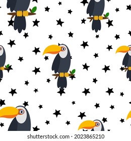 Seamless pattern of parrot on white background