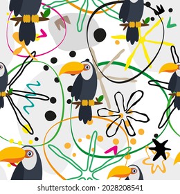 Seamless pattern of parrot on white background