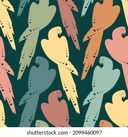 Seamless pattern. Parrots. Color print.