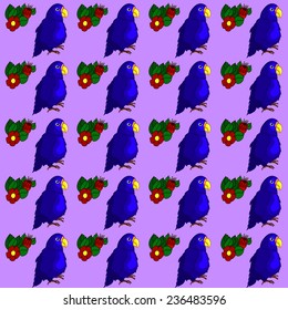 seamless pattern with parrots and flowers