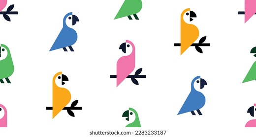Seamless pattern with Parrots. isolated on white background