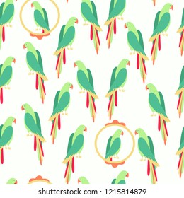Seamless Pattern with Parrots and Mirror. Perfect for wallpapers, web page backgrounds, surface textures, textile.