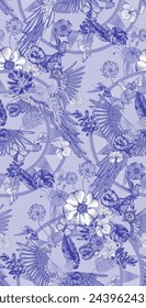 Seamless pattern of parrots. Suitable for fabric, wrapping paper and the like.