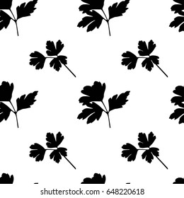 Seamless pattern with parsley black and white.