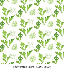 seamless pattern with parsley and dill