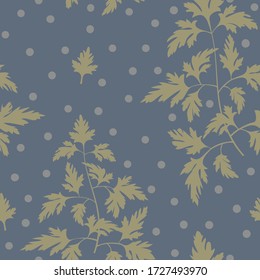 Seamless pattern with parsley. Textile print, trendy hand drawn illustration, colorful ornament backdrop. Background.