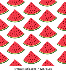 Seamless pattern with part of watermelon on the white background