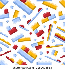 seamless pattern with parts of childrens construction kits.plastic building blocks.vector flat cartoon graphics