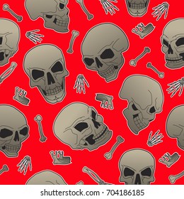 Seamless pattern of the parts of the human skeleton