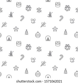 Seamless pattern with party and Christmas icon on white background. Included the icons as gift, tree, decorating, bell, Christmas ornament And Other Elements.