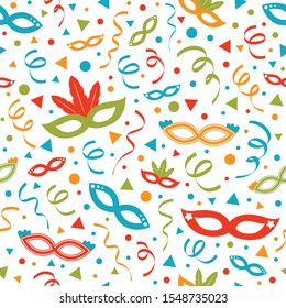 Seamless pattern with party decorations - concept of wrapping paper. Vector