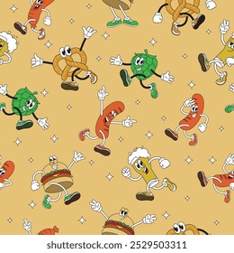 Seamless Pattern of Party Mascot Character Illustration