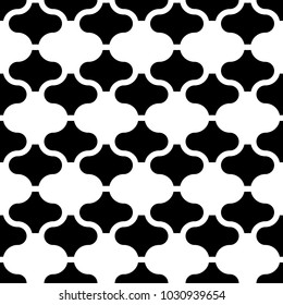Seamless pattern with paseo ornament. Oriental traditional ornamentation with repeated rounded shapes. Window tracery wallpaper. Grid motif. Digital paper, textile print, web design. Vector art image.