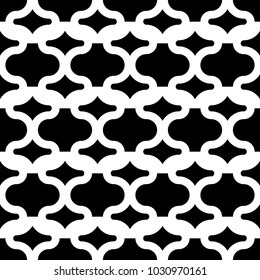 Seamless pattern with paseo ornament. Oriental traditional ornamentation with repeated rounded shapes. Window tracery wallpaper. Grid motif. Digital paper, textile print, web design. Vector art image.