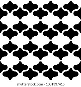 Seamless pattern with paseo ornament. Oriental traditional ornamentation with repeated rounded shapes. Window tracery wallpaper. Grid motif. Digital paper, textile print, web design. Vector art image.