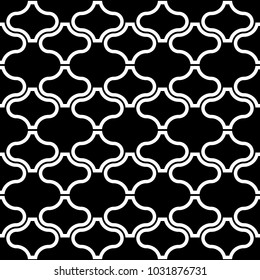 Seamless pattern with paseo ornament. Oriental traditional ornamentation with repeated rounded shapes. Ancient mosaic wallpaper. Tiles motif. Digital paper, textile print, web design. Vector art image