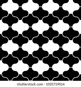 Seamless pattern with paseo ornament. Oriental traditional ornamentation with repeated rounded shapes. Window tracery wallpaper. Grid motif. Digital paper, textile print, web design. Vector art image.
