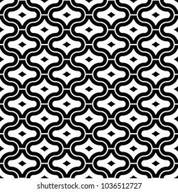 Seamless pattern with paseo ornament. Oriental traditional ornamentation with repeated rounded shapes. Window tracery wallpaper. Grid motif. Digital paper, textile print, web design. Vector art image.