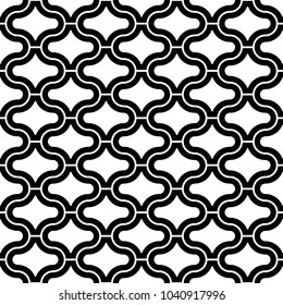 Seamless pattern with paseo ornament. Oriental traditional ornamentation with repeated rounded shapes. Window tracery wallpaper. Grid motif. Digital paper, textile print, web design. Vector art image.