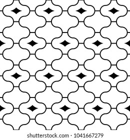 Seamless pattern with paseo ornament. Oriental traditional ornamentation with repeated rounded shapes. Window tracery wallpaper. Grid motif. Digital paper, textile print, web design. Vector art image.