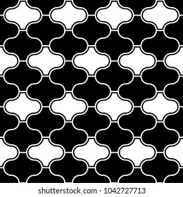 Seamless pattern with paseo ornament. Oriental traditional ornamentation with repeated rounded shapes. Window tracery wallpaper. Grid motif. Digital paper, textile print, web design. Vector art image.