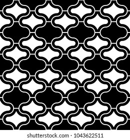 Seamless pattern with paseo ornament. Oriental traditional ornamentation with repeated rounded shapes. Window tracery wallpaper. Grid motif. Digital paper, textile print, web design. Vector art image.