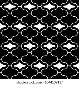 Seamless pattern with paseo ornament. Oriental traditional ornamentation with repeated rounded shapes. Window tracery wallpaper. Grid motif. Digital paper, textile print, web design. Vector art image.